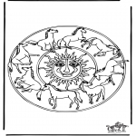 Mandala kleurplaten - Mandala paarden