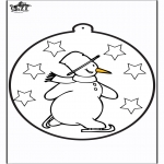 Kleurplaten winter - Prikkaart Sneeuwpop