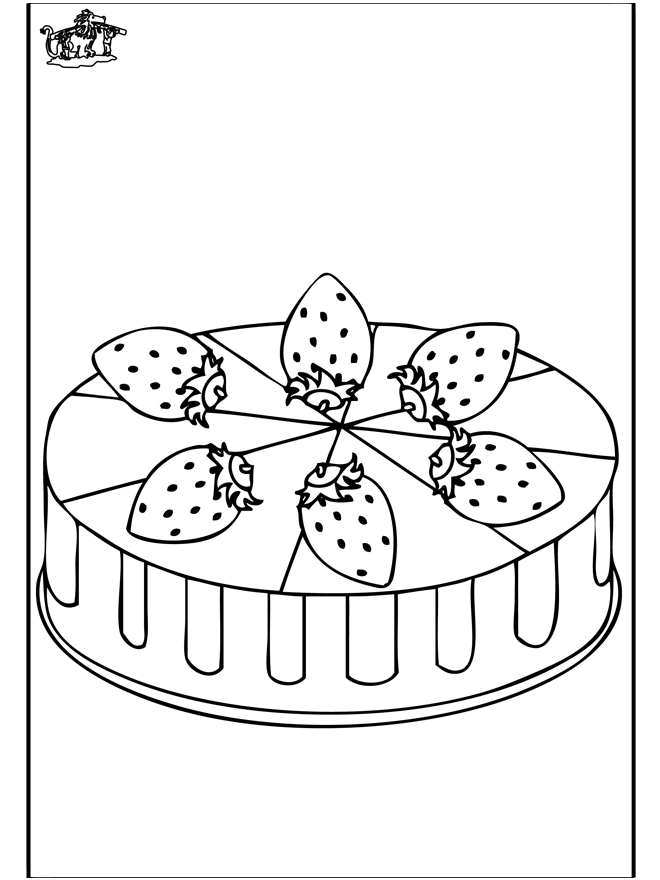 aardbeientaart - Kleurplaat de bakker