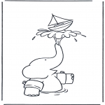 Kinderkleurplaten - Babar met bootje