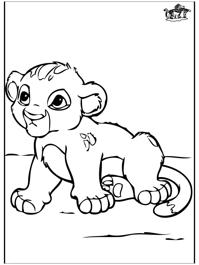 Baby leeuwtje - Kleurplaten katachtigen
