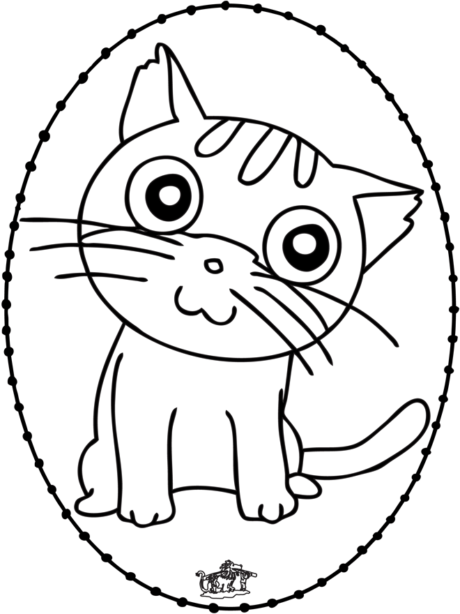 Borduurkaart kat - Dieren borduurkaart knutselen