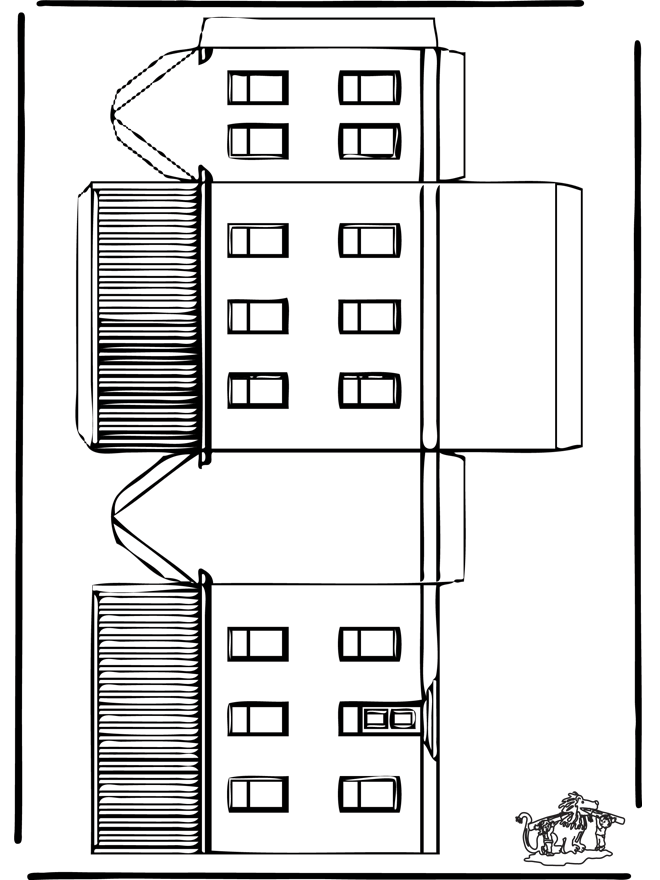 Bouwplaat huis 1 - Knutselen bouwplaten