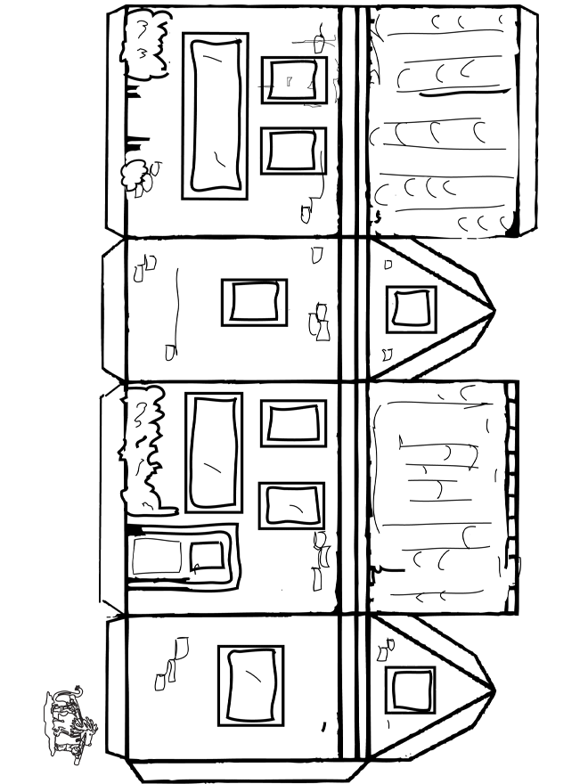 Bouwplaat Huisje 2 - Knutselen bouwplaten