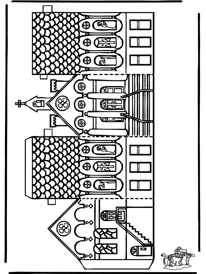 Bouwplaat kerk 1 - Knutselwerkjes