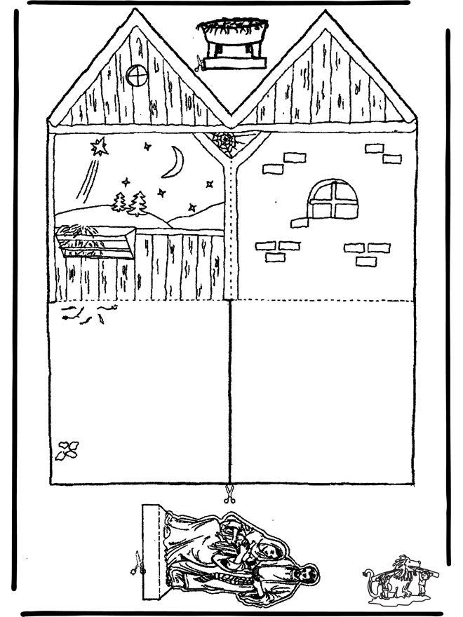 Bouwplaat Kerststal - Knutselwerkjes