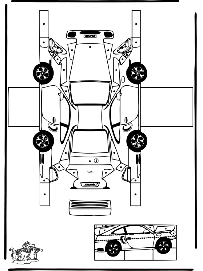 Bouwplaat Porsche - Knutselen bouwplaten