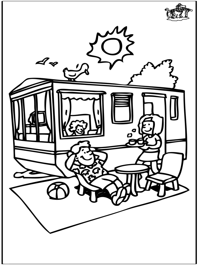 Caravan zomer - Kleurplaten vakantie