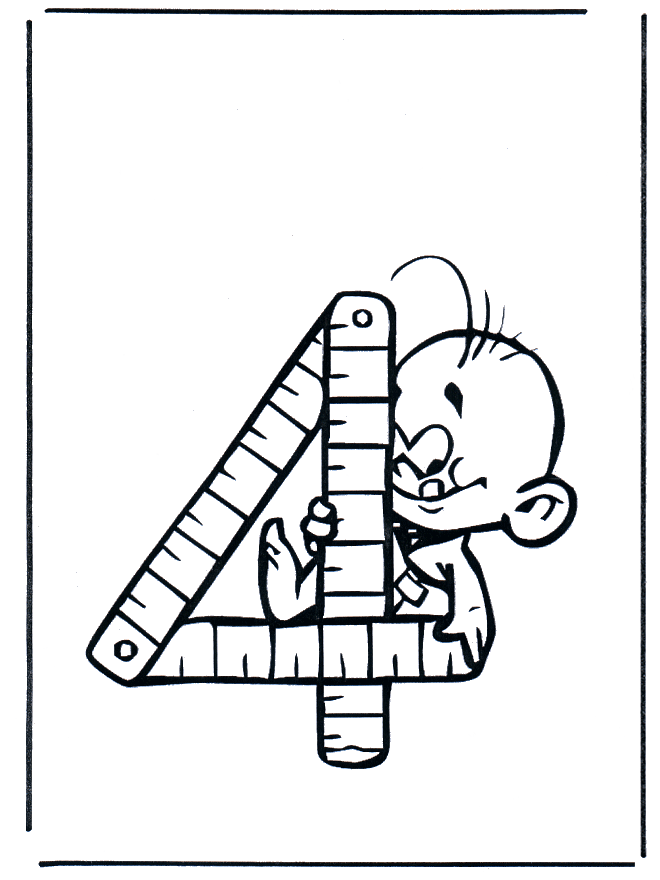 Cijfer 4 - Kleurplaat alfabet