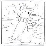 Kleurplaten Winter - Cijfertekening sneeuwpop