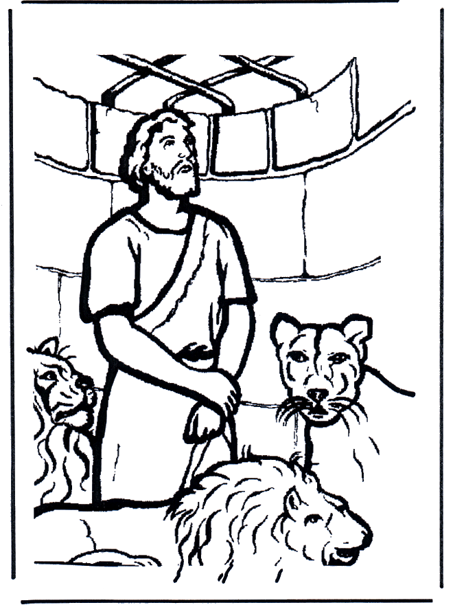 Daniël in de leeuwenkuil 1 - Bijbel kleurplaten Oude Testament