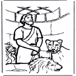 Kleurplaten Bijbel - Daniël in de leeuwenkuil 1