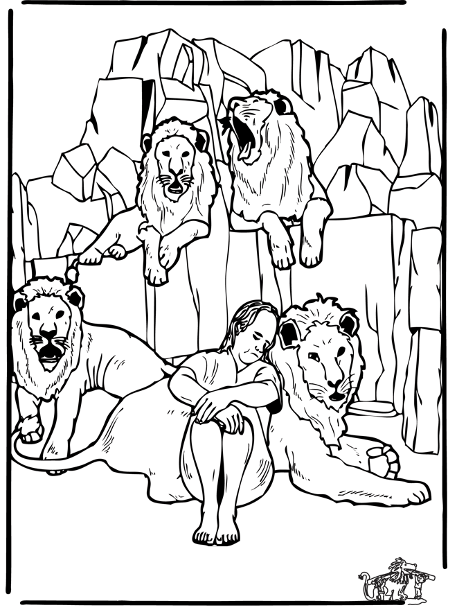 Daniel in de leeuwenkuil 3 - Bijbel kleurplaten Oude Testament