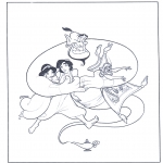 Stripfiguren Kleurplaten - De wensgeest en Aladdin