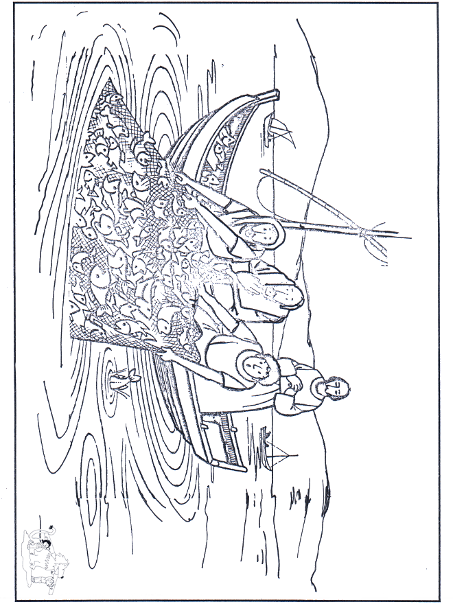 De wonderbare visvangst 1 - Bijbel kleurplaten Nieuwe Testament