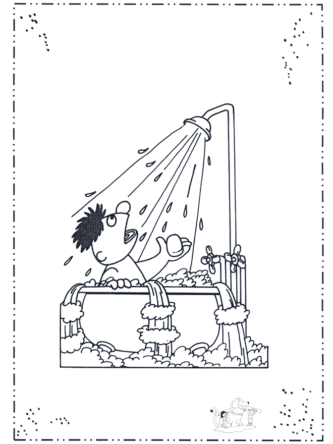 Ernie onder de douche - Sesamstraat kleurplaat