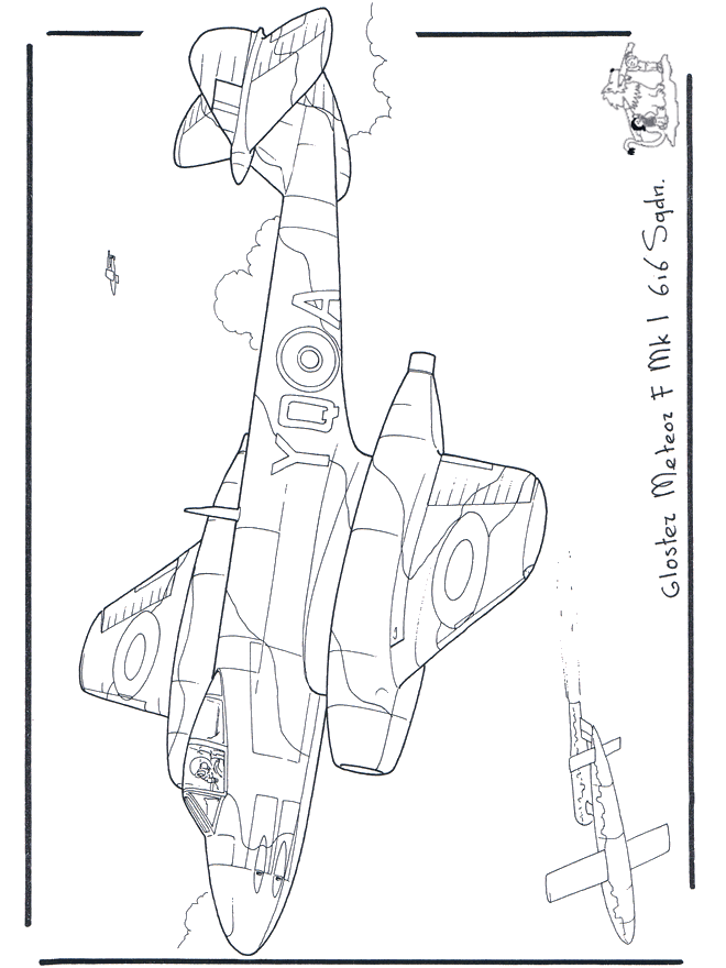 Gloster Meteor - Kleurplaten vliegtuigen