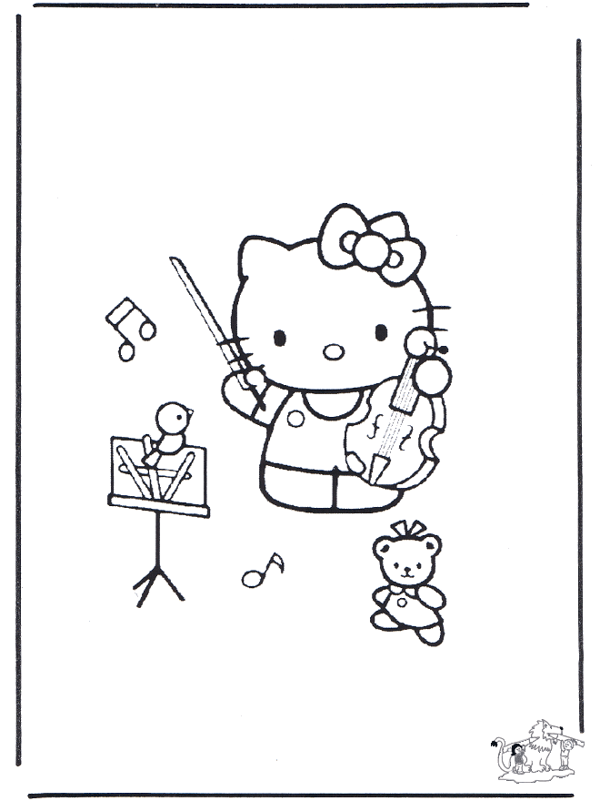 Hello Kitty kleuren - Kleurplaten muziek