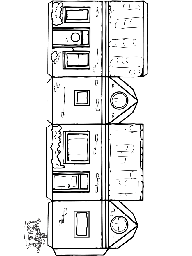 Huis knutselen 1 - Kleurplaat huizen