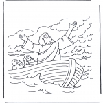 Kleurplaten Bijbel - Jezus op het water 1
