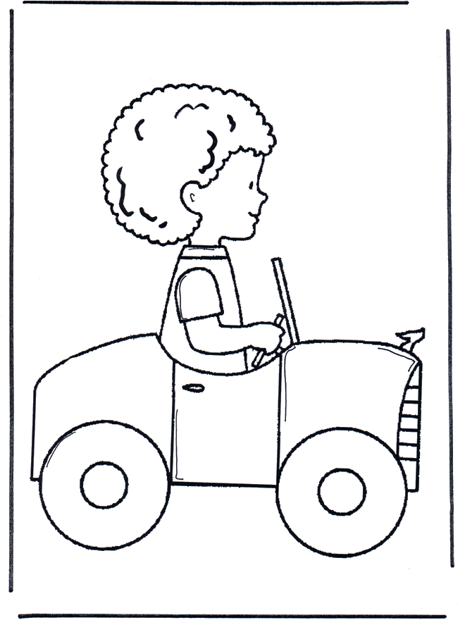 Jongetje in auto - Kleurplaat kinderen
