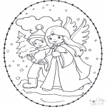 Kerst Kleurplaten - Kerst borduurkaart 12