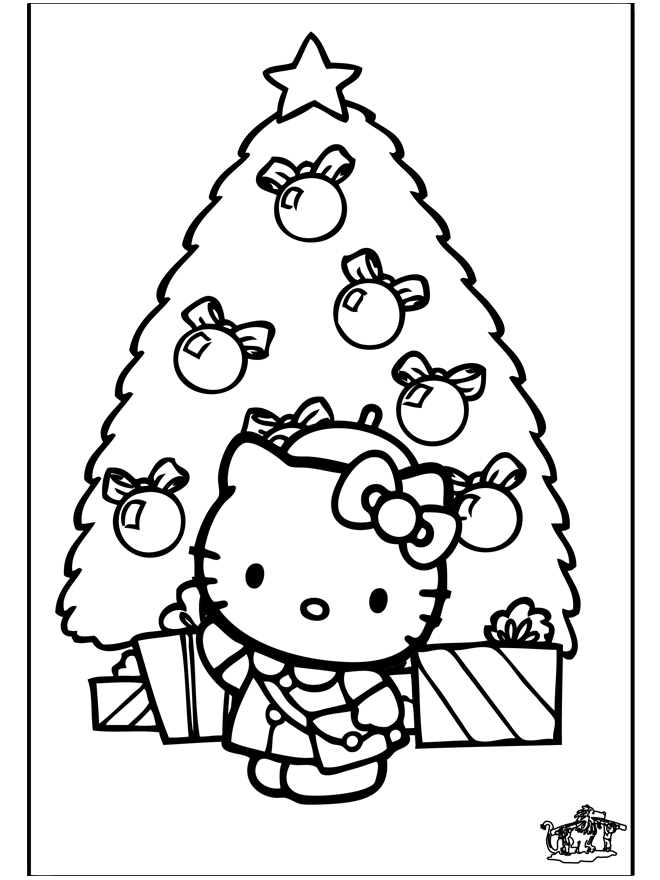 Kerst Hello Kitty - Kleurplaten Kerst