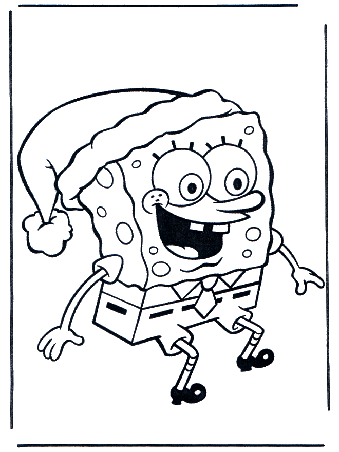 Kerst Spongebob 1 - Kleurplaten Kerst