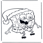 Kerst Kleurplaten - Kerst Spongebob 1