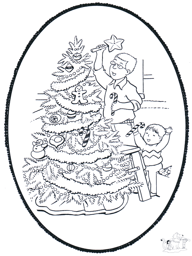 Kerstboom versieren - Overige prikkaart knutselen 