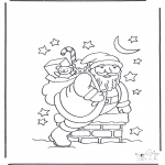 Kerst Kleurplaten - Kerstman in schoorsteen