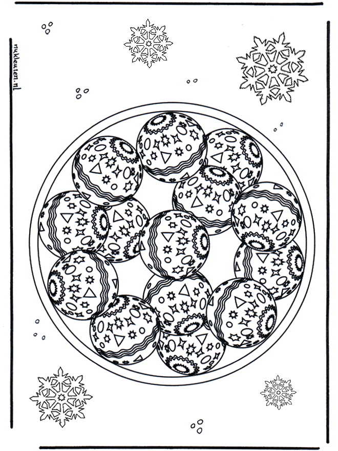 Kerstmandala 1 - Kleurplaten Kerst