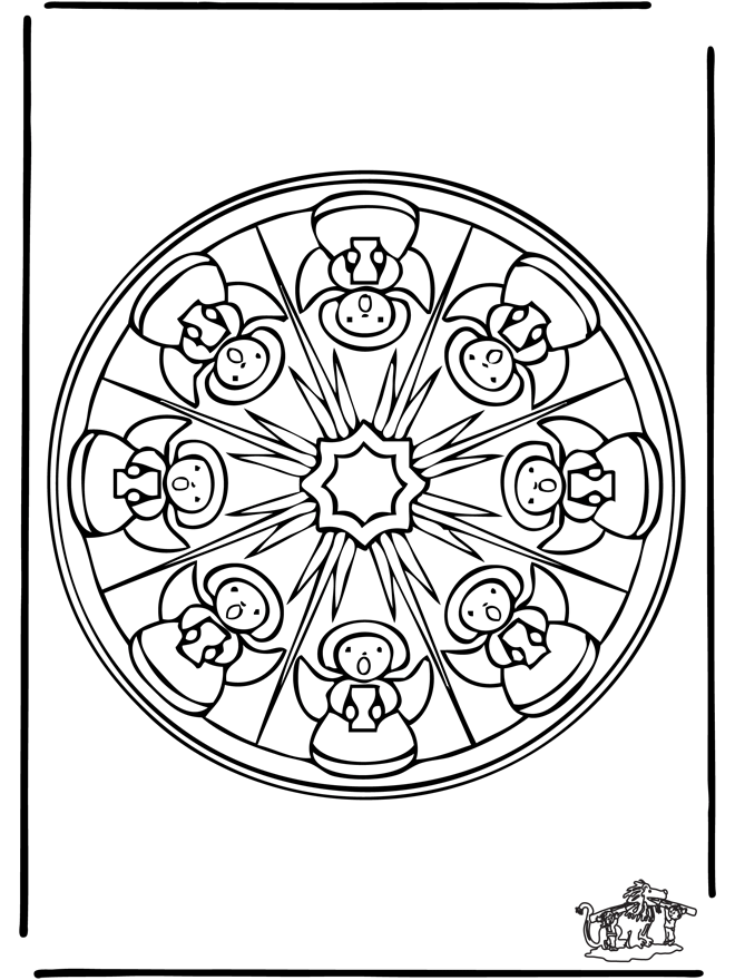 Kerstmandala 10 - Kleurplaten Kerst