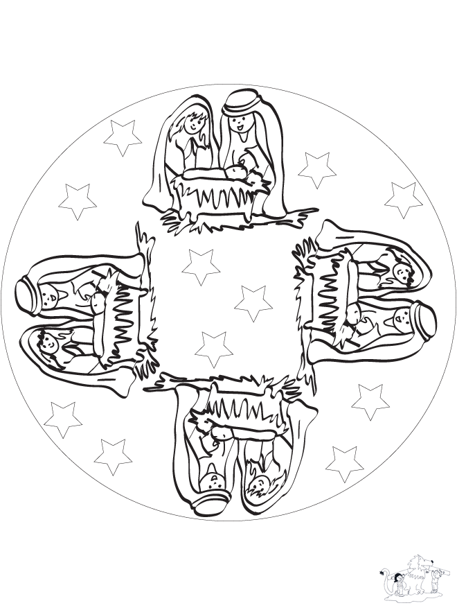 Kerstmandala 2 - Kleurplaten Kerst