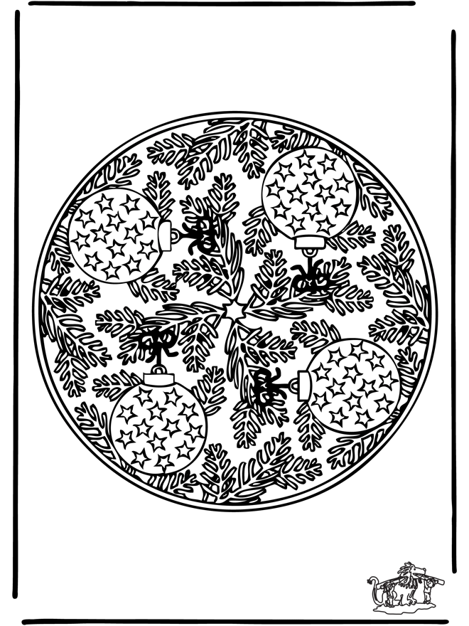 Kerstmandala 5 - Kleurplaten Kerst