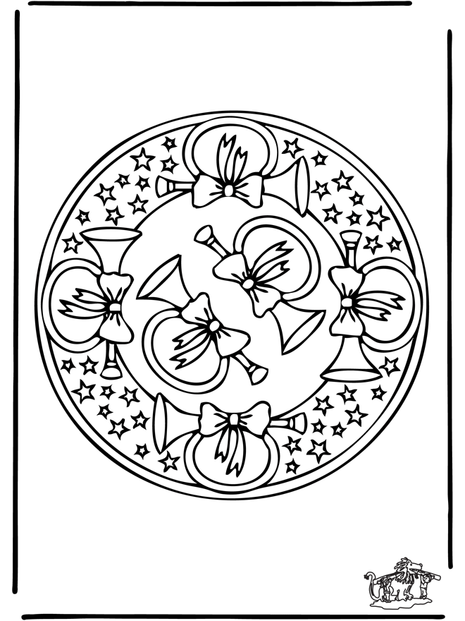 Kerstmandala 6 - Kleurplaten Kerst