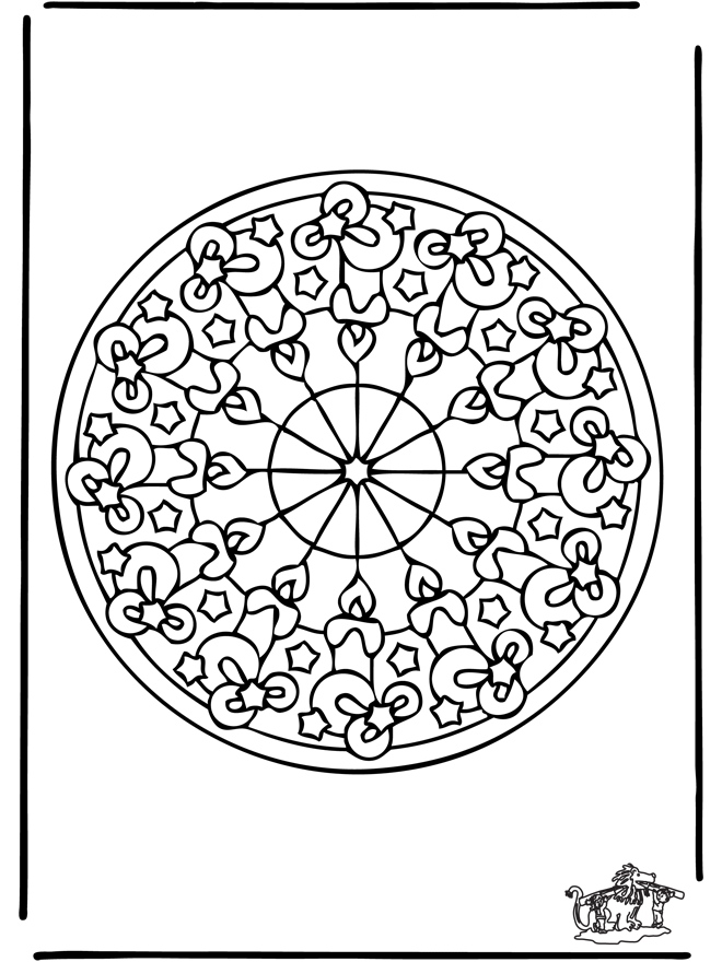 Kerstmandala 7 - Kleurplaten Kerst