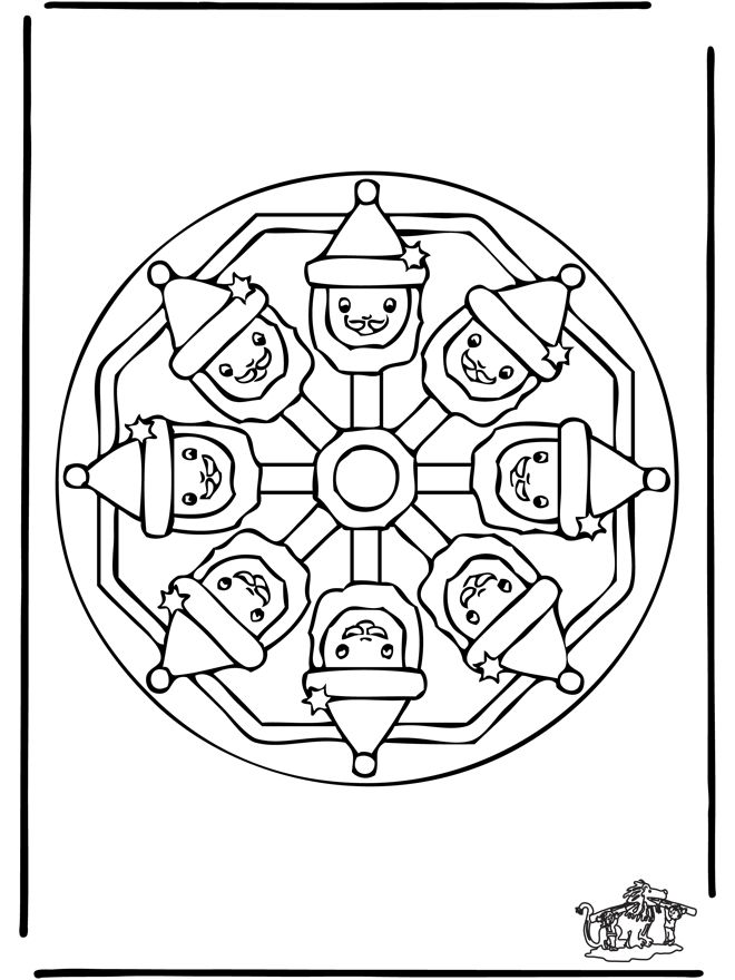 Kerstmandala 9 - Kleurplaten Kerst