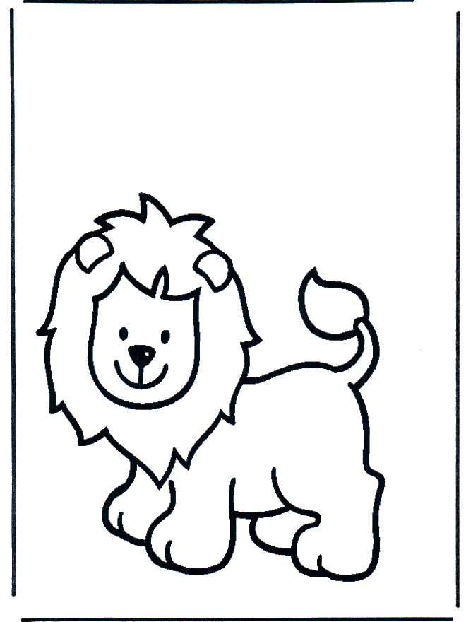 Kinder leeuw 1 - Kleurplaat dieren