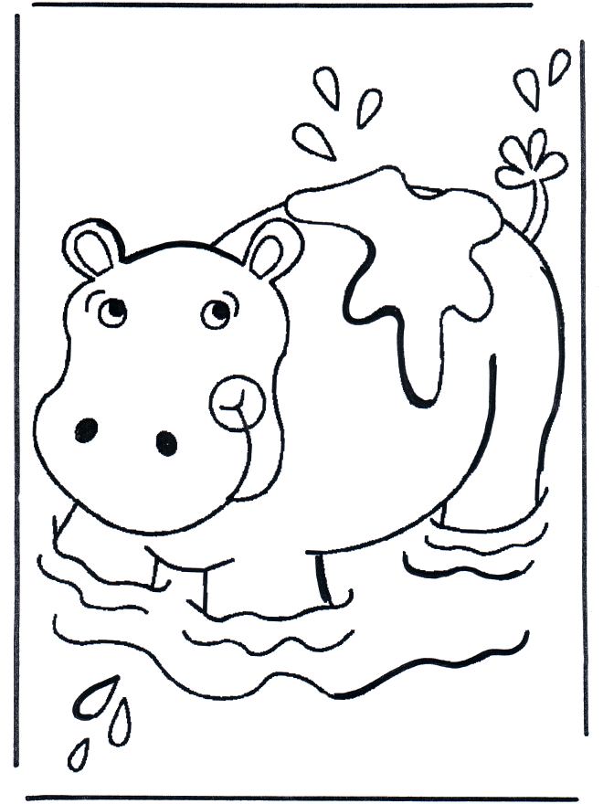 kinder nijlpaard 3 - Kleurplaat dieren