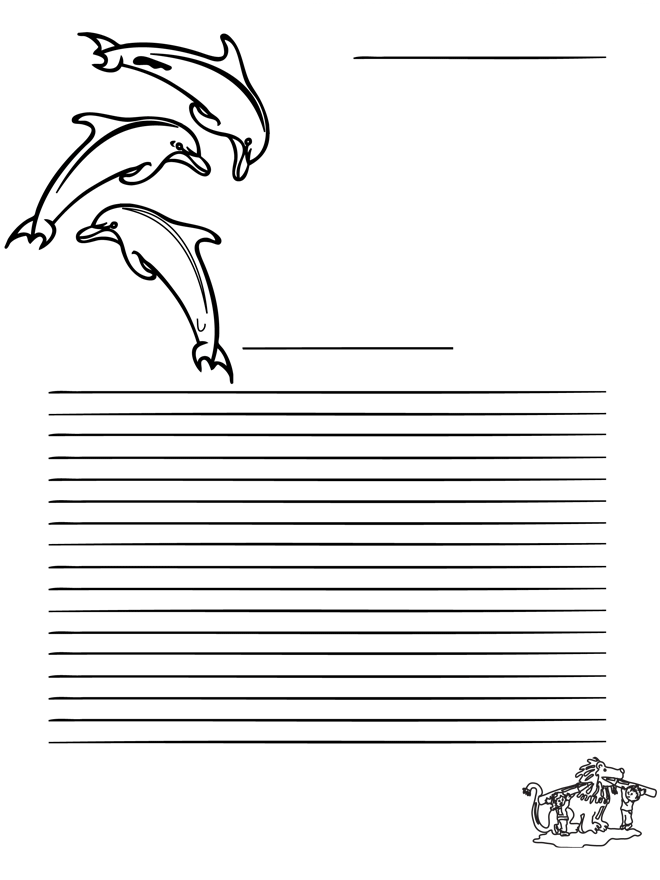 Kleurplaat dolfijn - Knutselen briefpapier