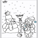 Kleurplaten Winter - Kleurplaten sneeuwman 3