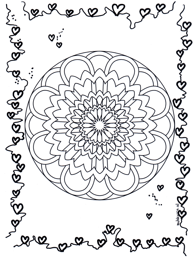 Liefdes Mandala - Kleurplaten Valentijnsdag