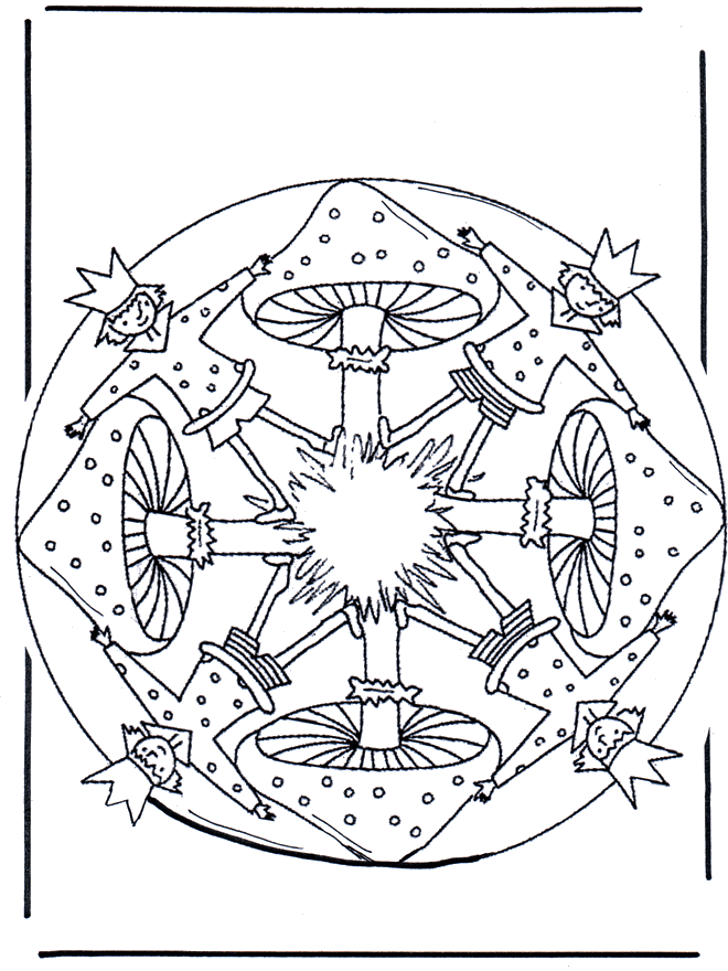 Mandala met Paddestoel 1 - Kleurplaten herfst