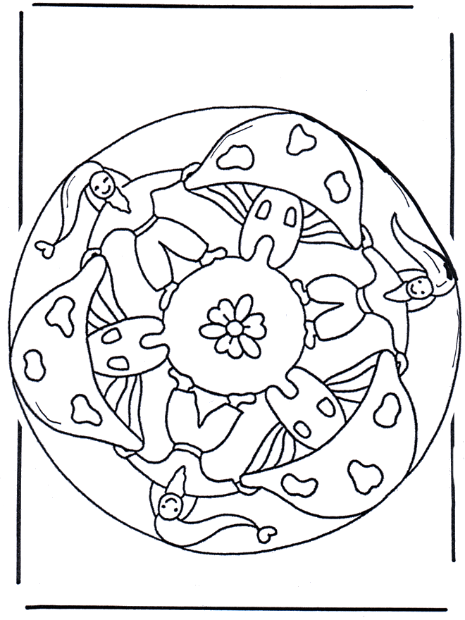 Mandala met Paddestoel 2 - Kleurplaten herfst