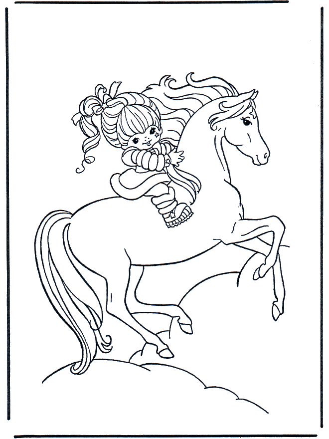 Meisje op paard 1 - Kleurplaten paarden