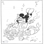 Stripfiguren Kleurplaten - Mickey in het water