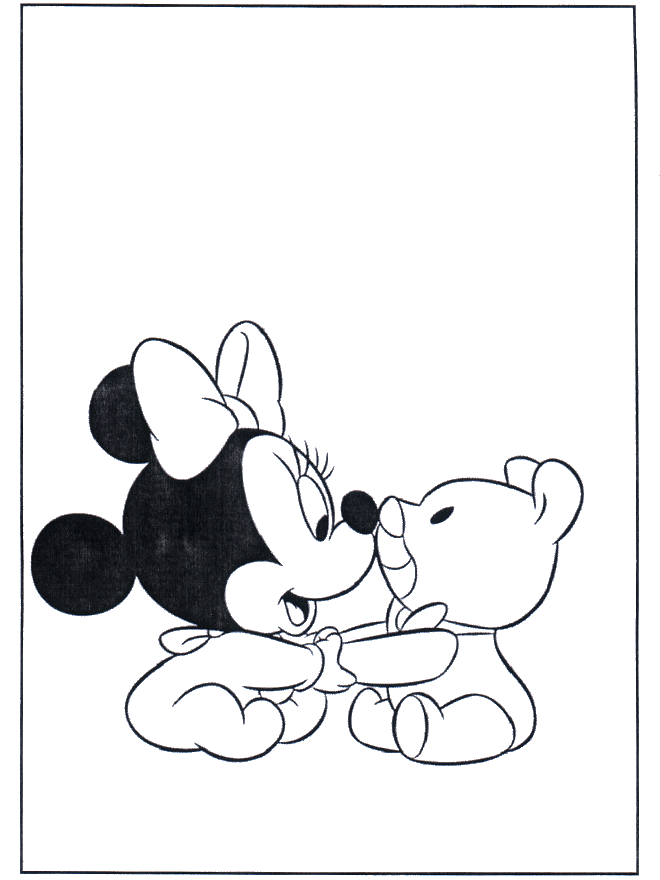 Minnie als baby - Kleurplaat Mickey Mouse
