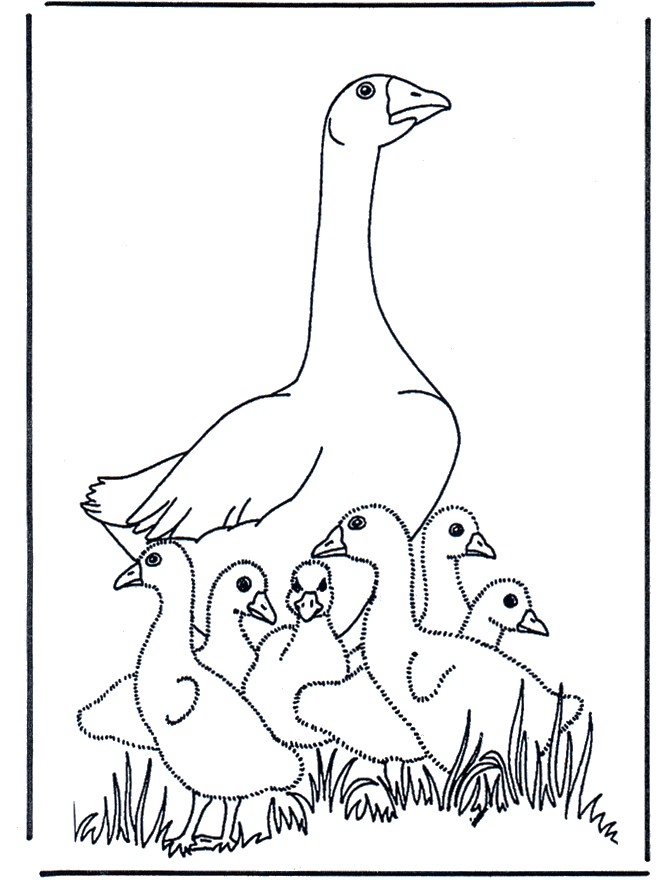 Moeder gans - Kleurplaten vogels