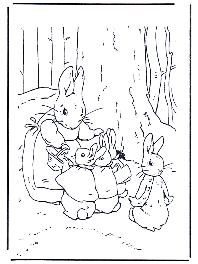 Moeder Konijn 2 - Kleurplaat Peter Rabbit